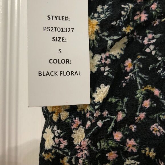 Pink Rose Womens Short Small Black Floral Stretch Waist‎ Pull On Mini NWT - Picture 3 of 3